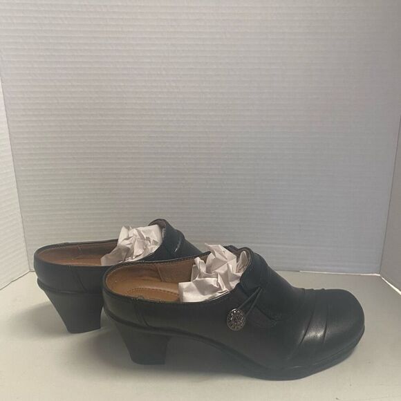 EARTH SPIRIT CLASSICS Elaine Women’s Black Mules Size 7 Leather Slip On SEE DESC - Picture 11 of 15